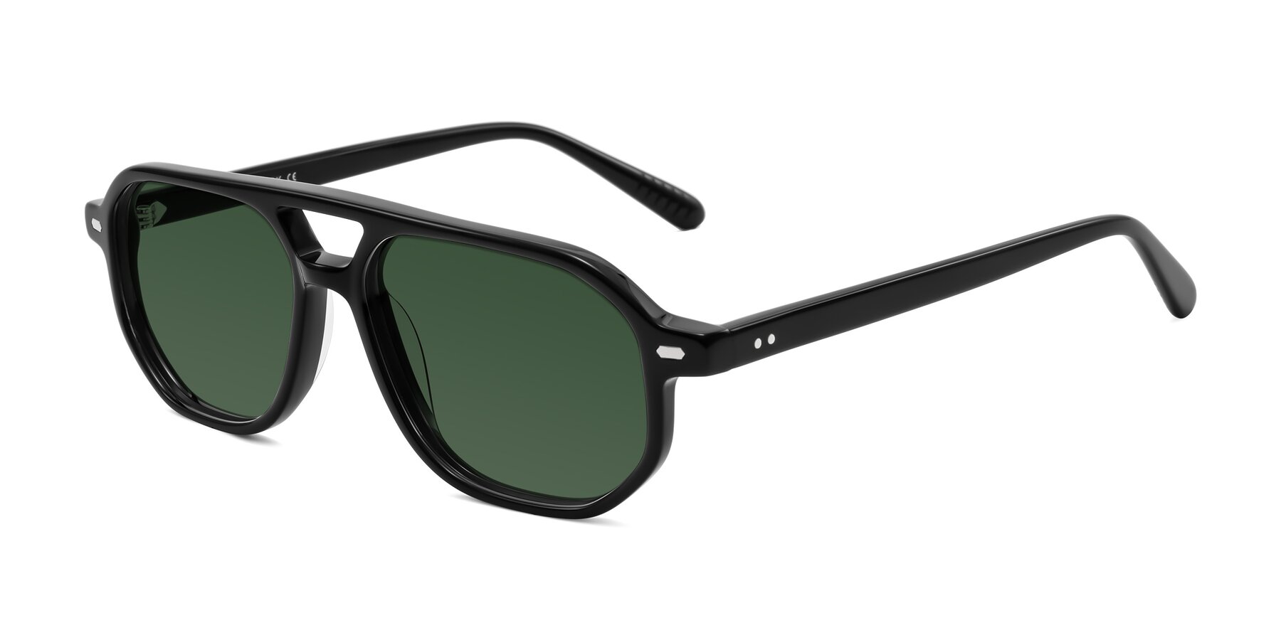 Angle of Aguilar in Black with Green Tinted Lenses