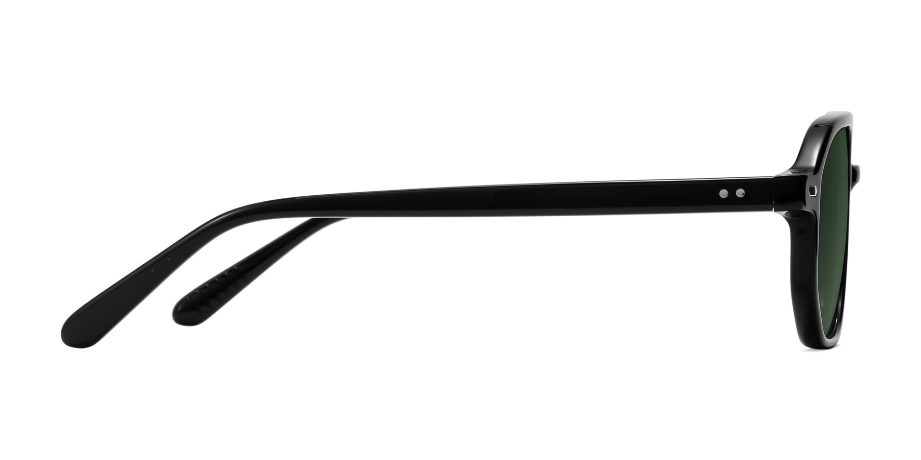 Side of Aguilar in Black with Green Tinted Lenses