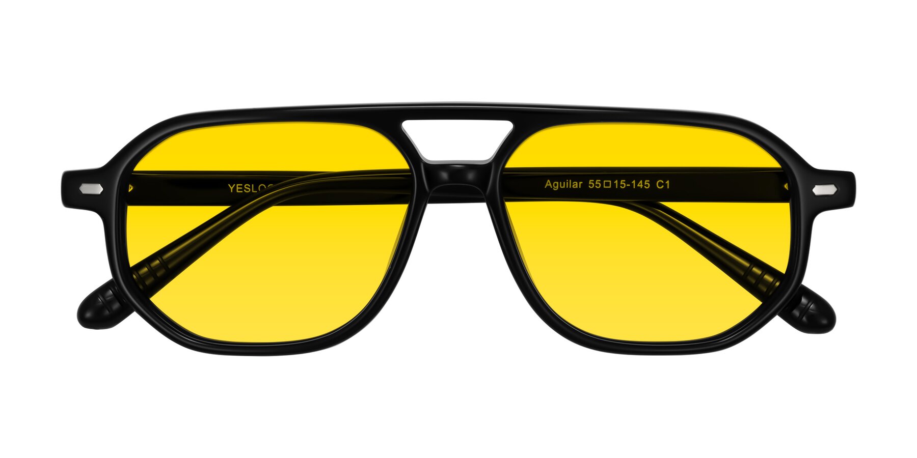 Folded Front of Aguilar in Black with Yellow Tinted Lenses