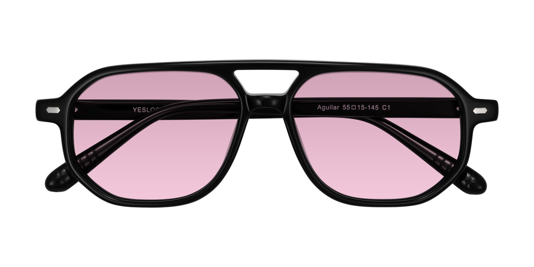 Folded Front of Aguilar in Black with Light Wine Tinted Lenses