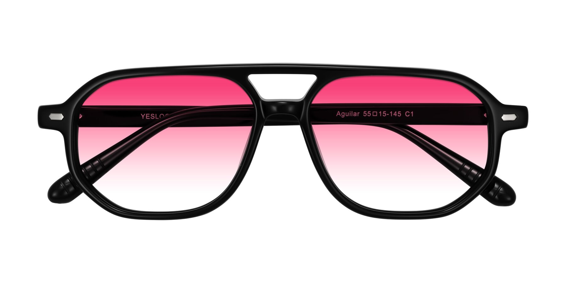 Folded Front of Aguilar in Black with Pink Gradient Lenses