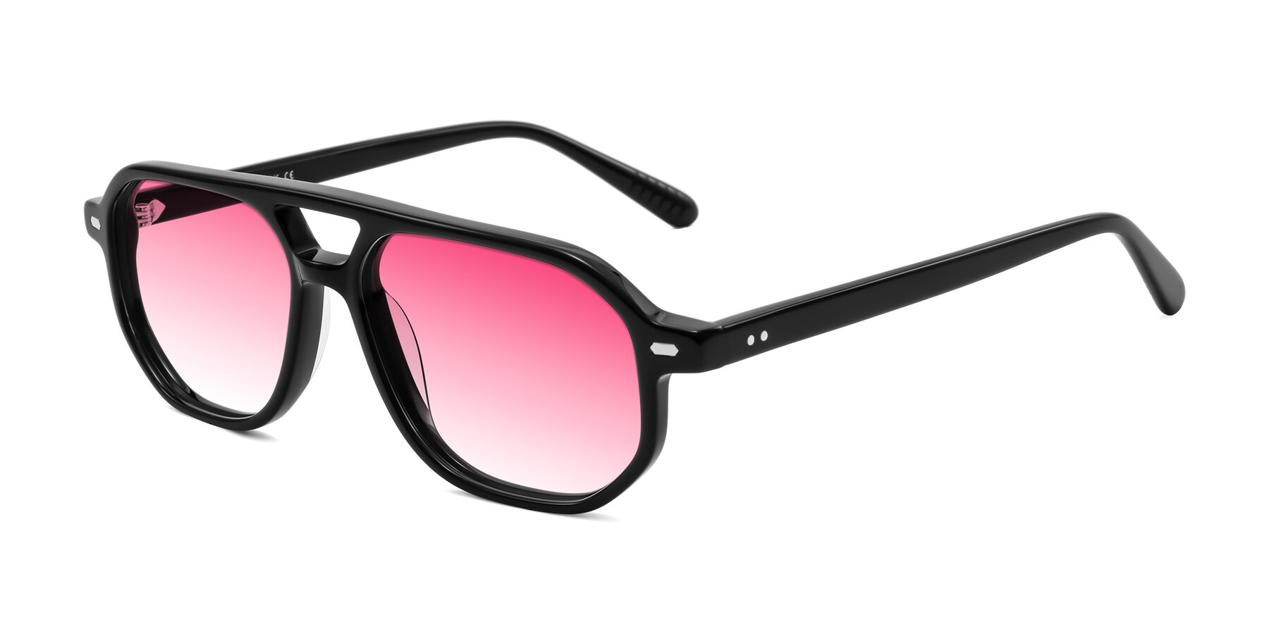 Angle of Aguilar in Black with Pink Gradient Lenses