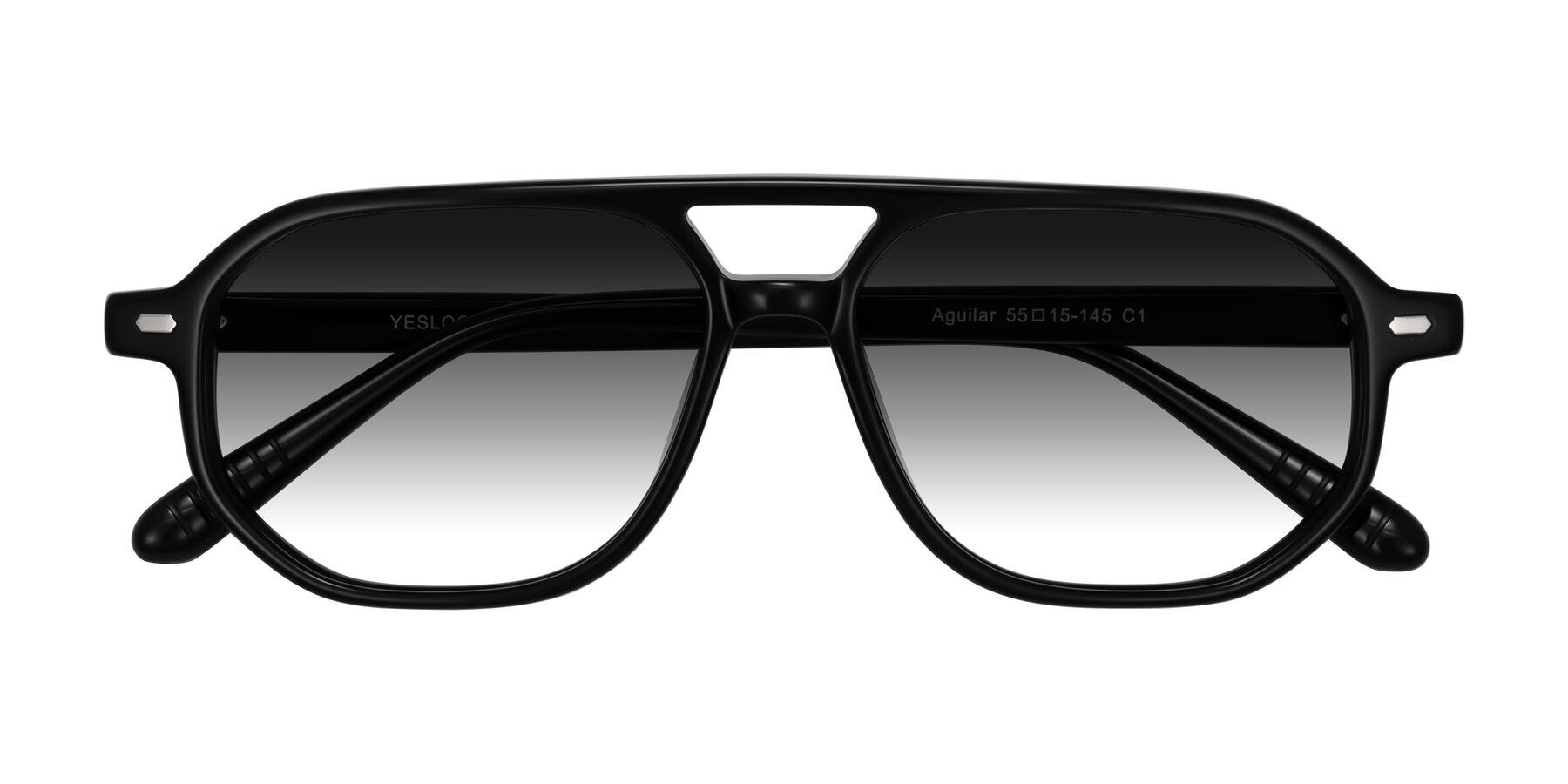 Folded Front of Aguilar in Black with Gray Gradient Lenses