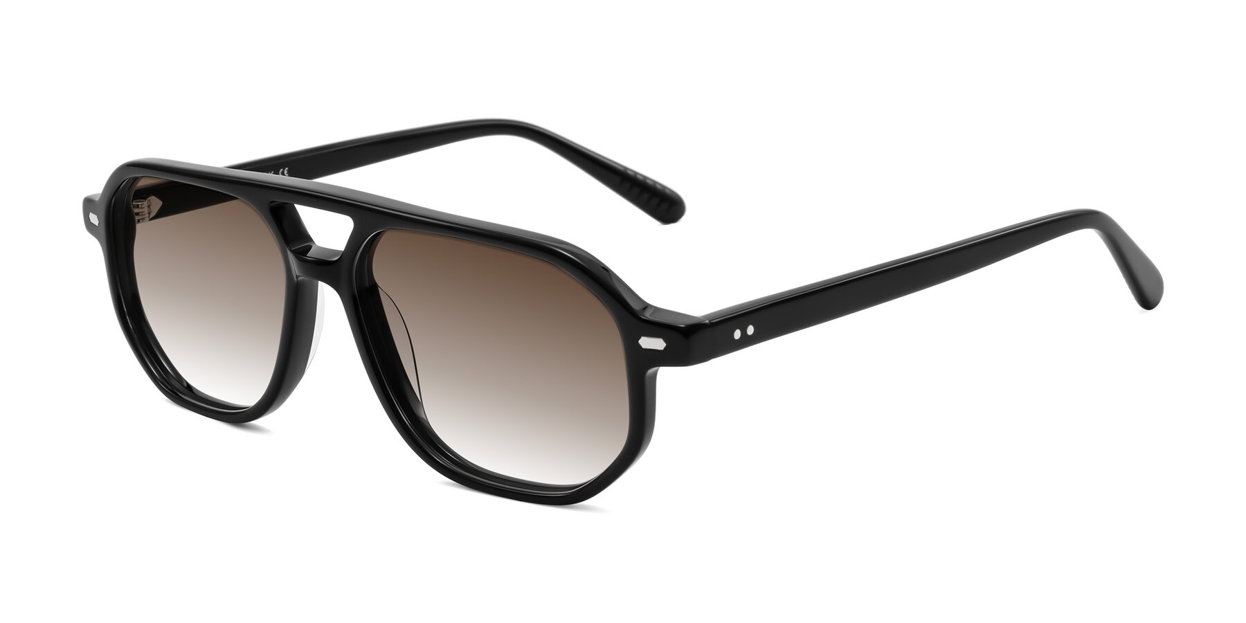 Angle of Aguilar in Black with Brown Gradient Lenses