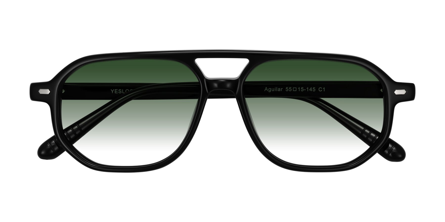 Folded Front of Aguilar in Black with Green Gradient Lenses
