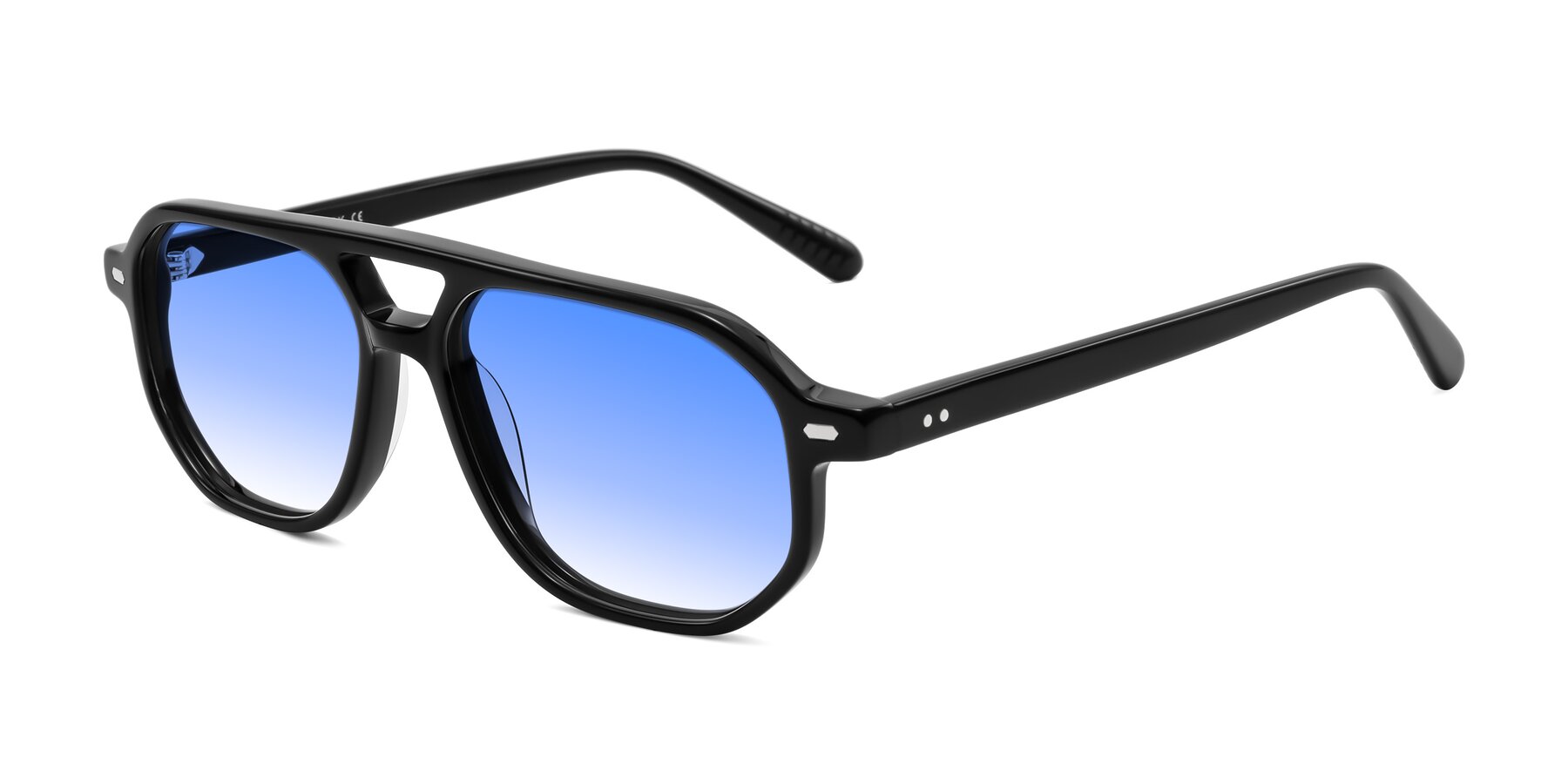 Angle of Aguilar in Black with Blue Gradient Lenses