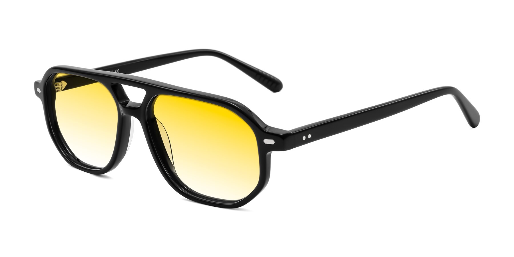 Angle of Aguilar in Black with Yellow Gradient Lenses