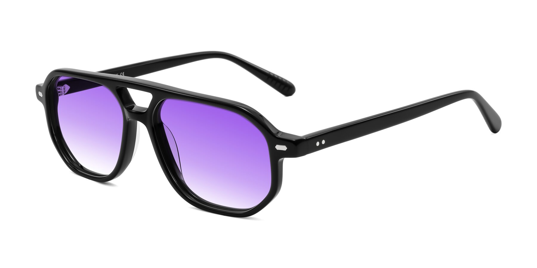 Angle of Aguilar in Black with Purple Gradient Lenses