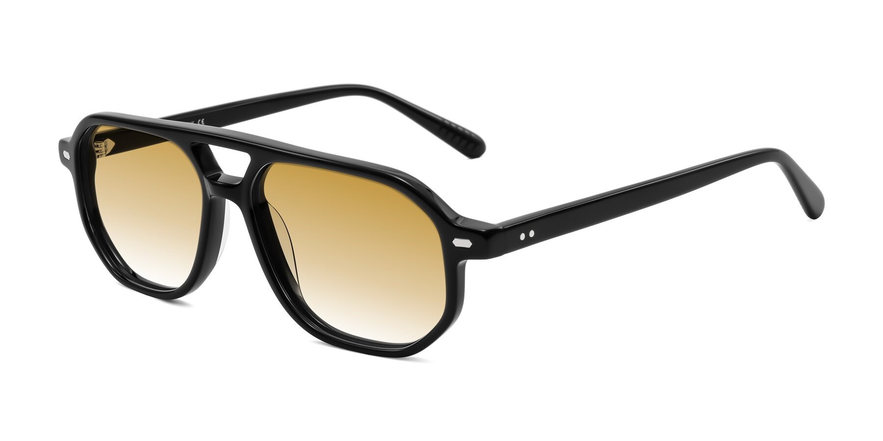 Angle of Aguilar in Black with Champagne Gradient Lenses