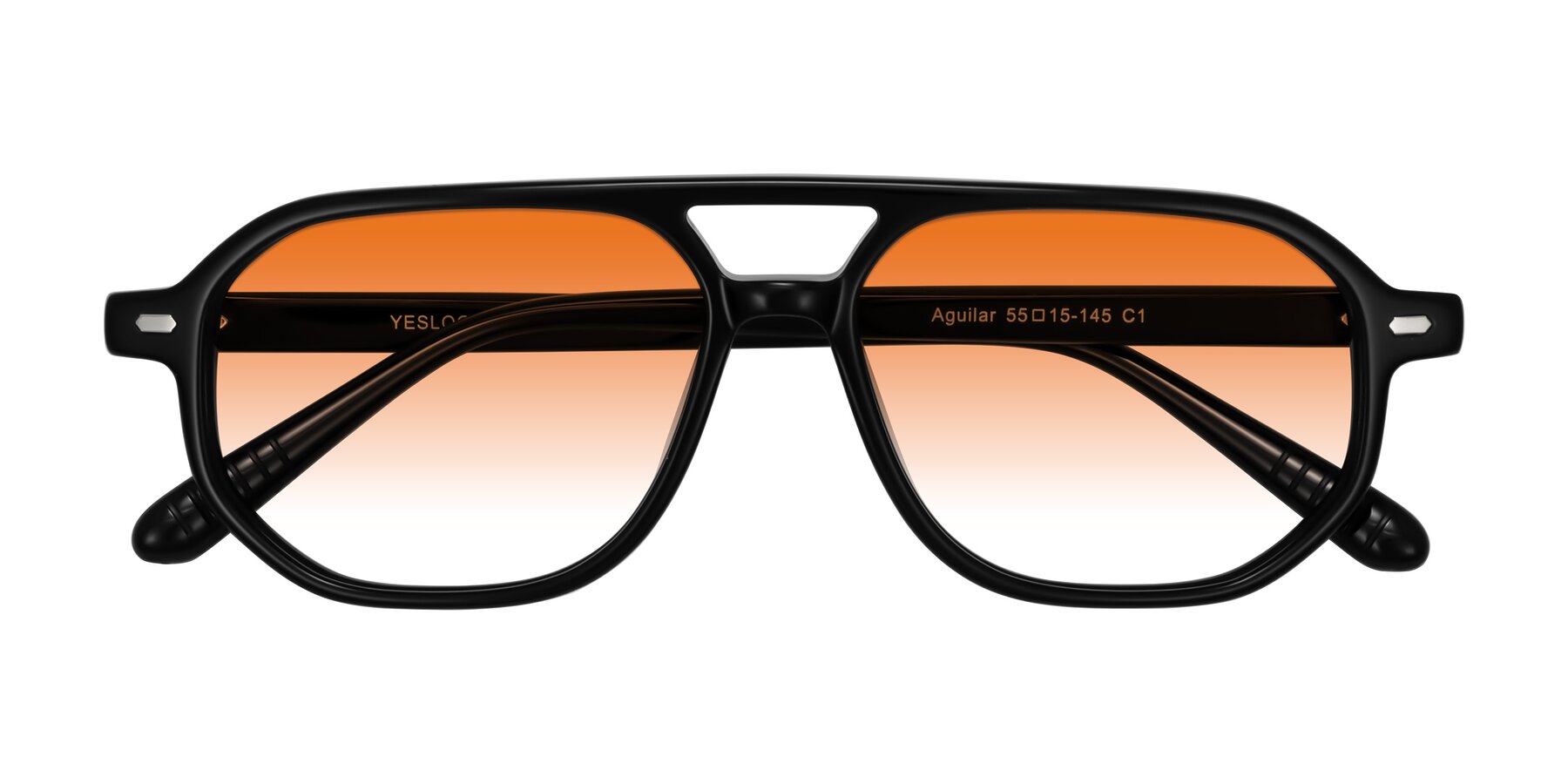 Folded Front of Aguilar in Black with Orange Gradient Lenses