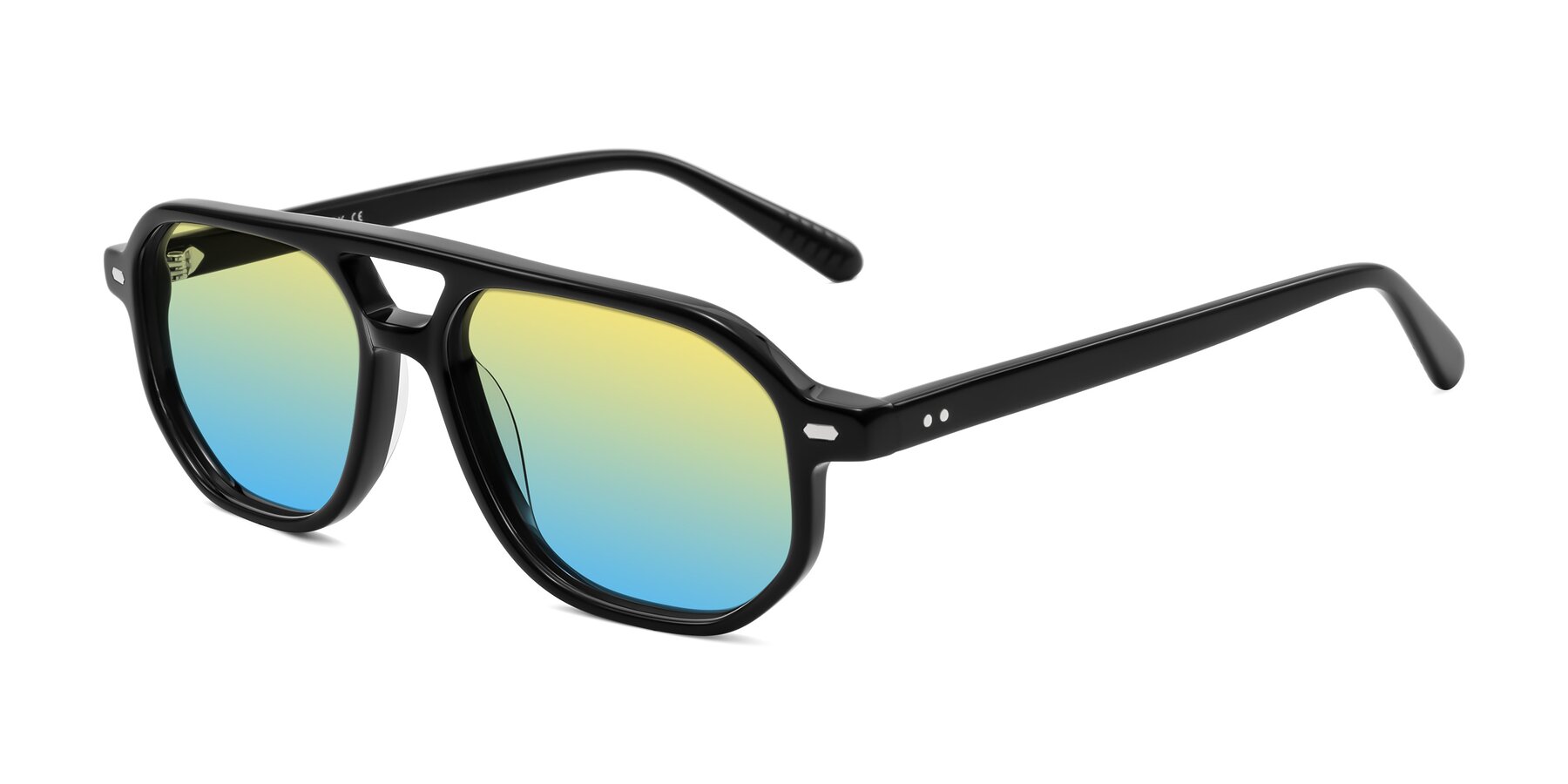Angle of Aguilar in Black with Yellow / Blue Gradient Lenses