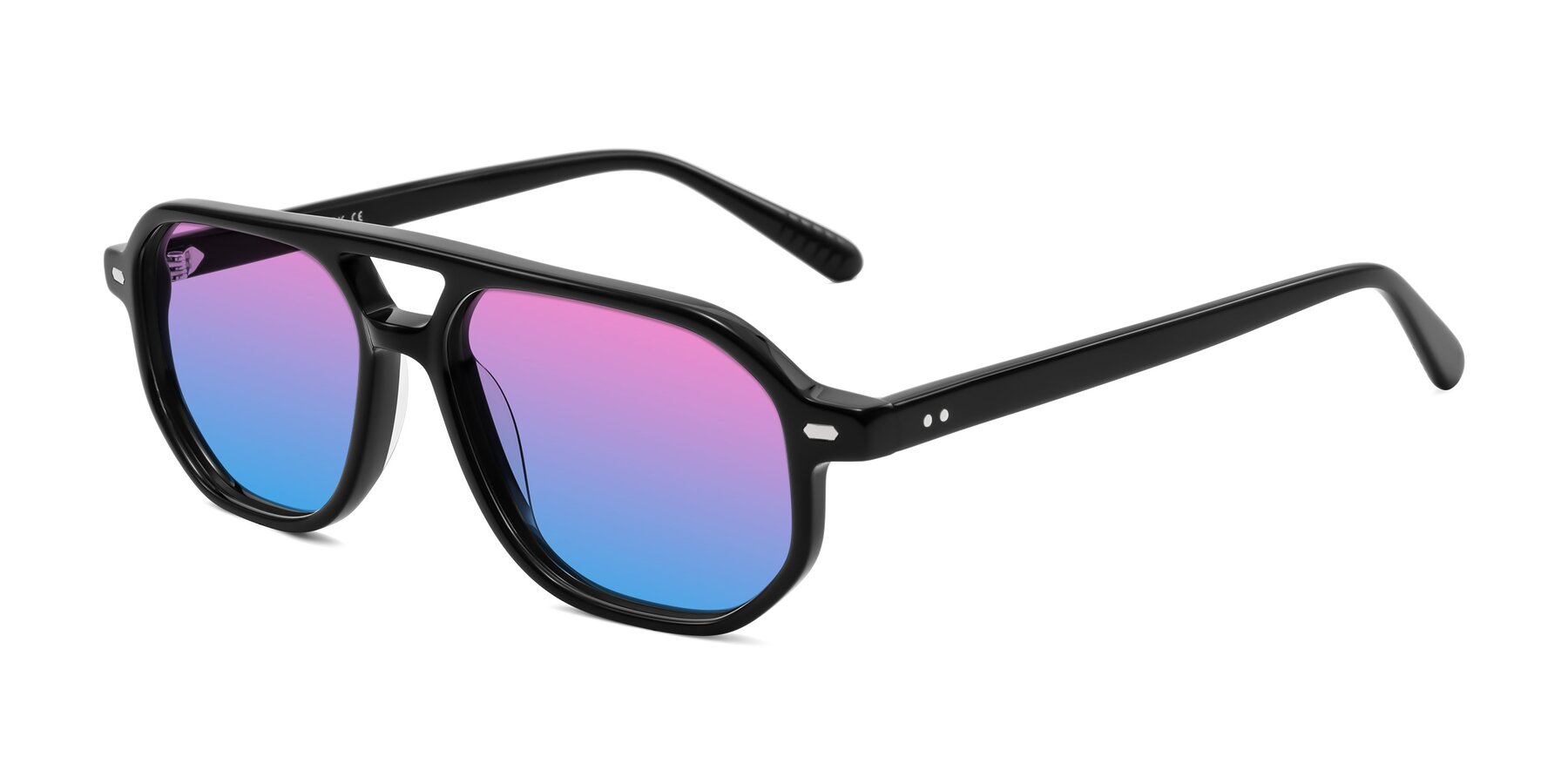 Angle of Aguilar in Black with Pink / Blue Gradient Lenses
