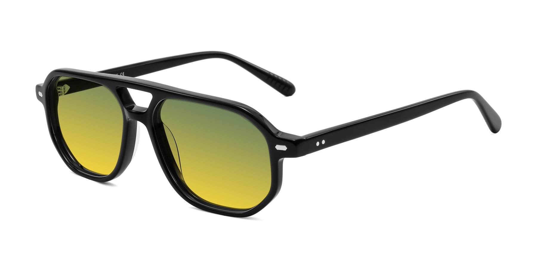 Angle of Aguilar in Black with Green / Yellow Gradient Lenses