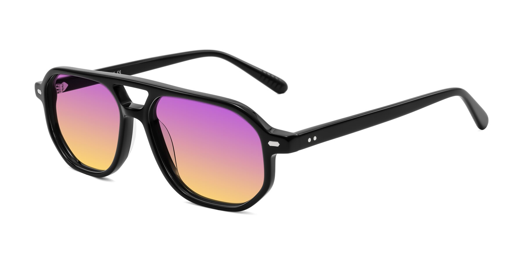 Angle of Aguilar in Black with Purple / Yellow Gradient Lenses