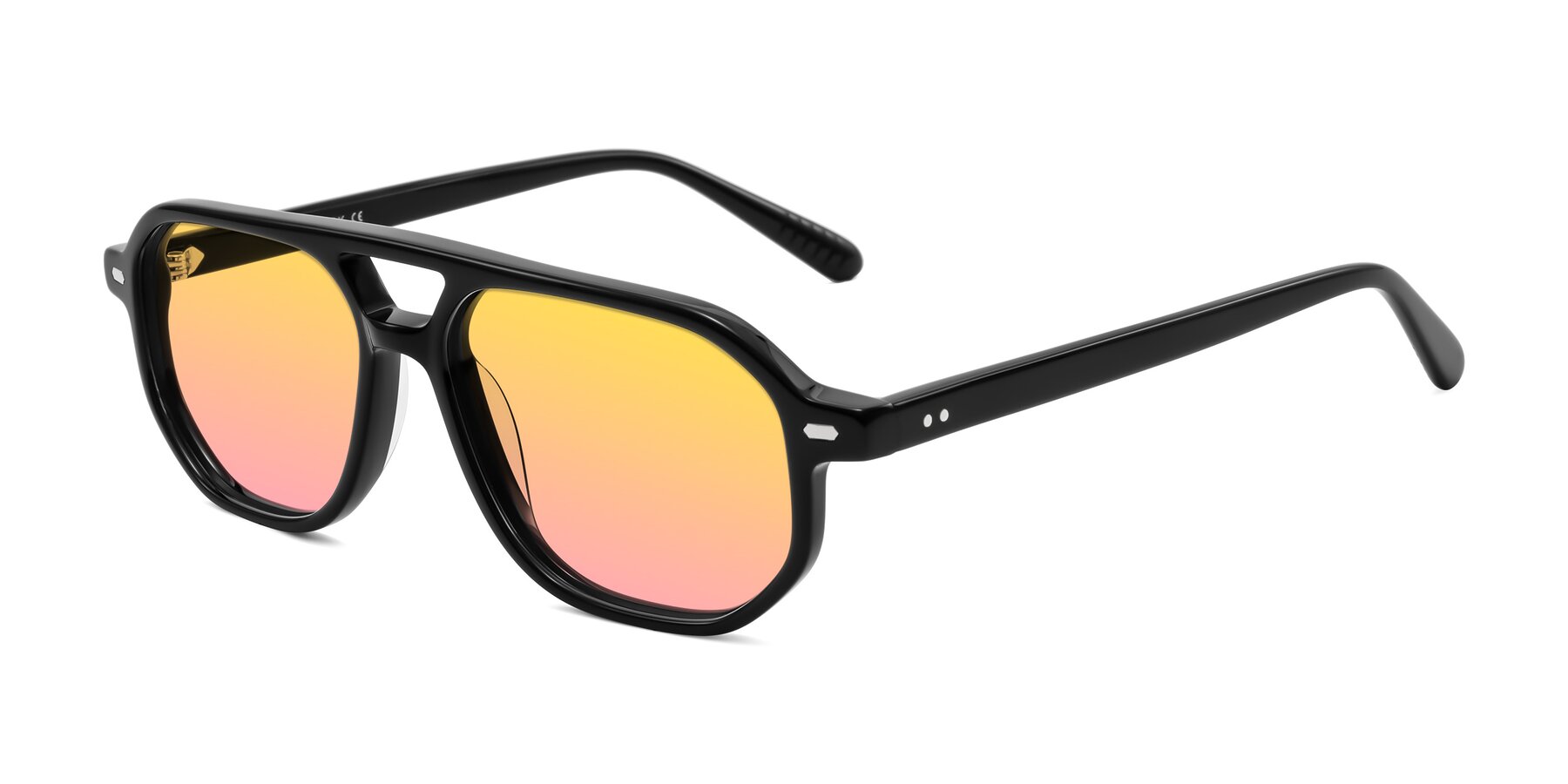 Angle of Aguilar in Black with Yellow / Pink Gradient Lenses