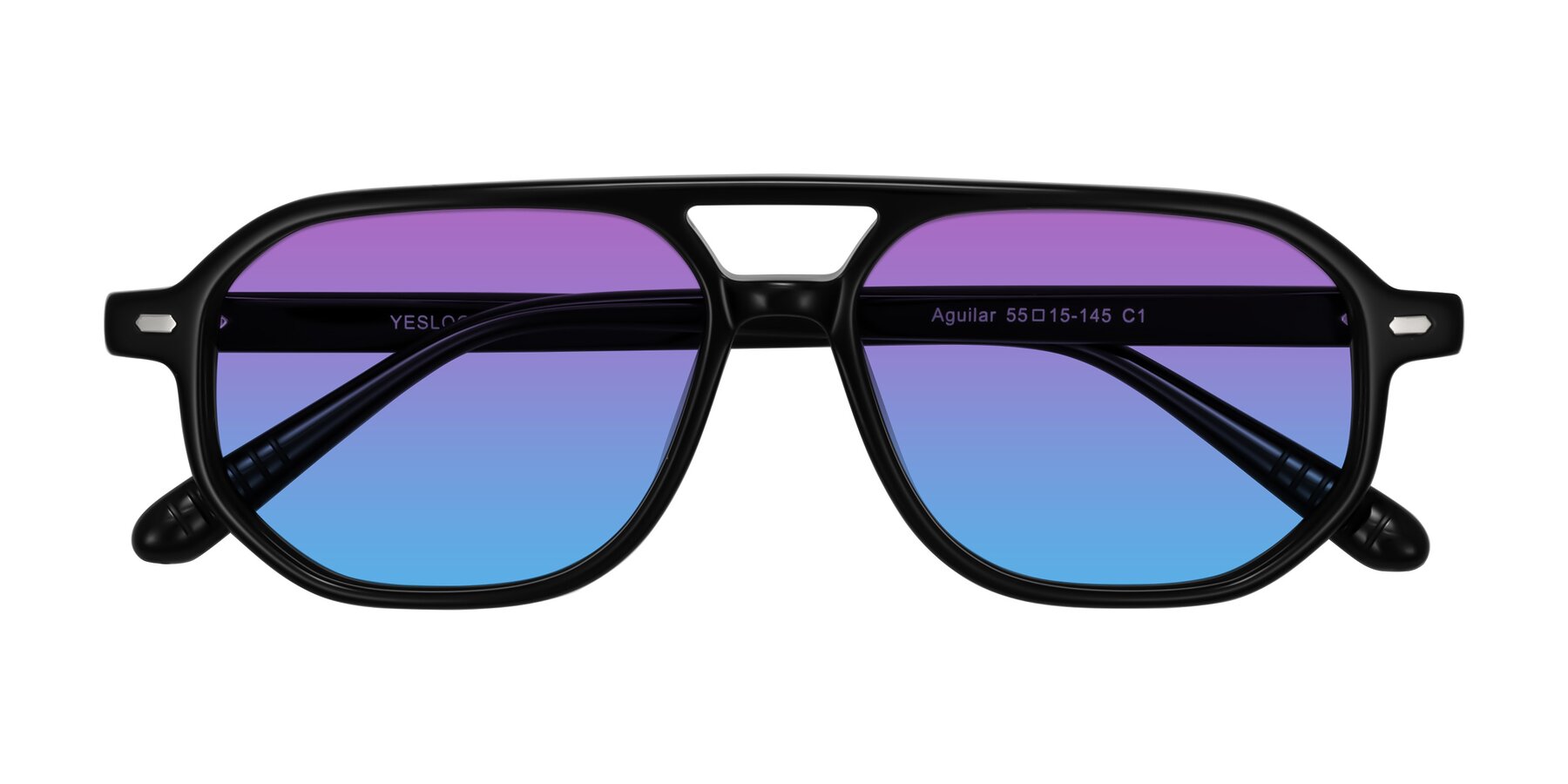 Folded Front of Aguilar in Black with Purple / Blue Gradient Lenses