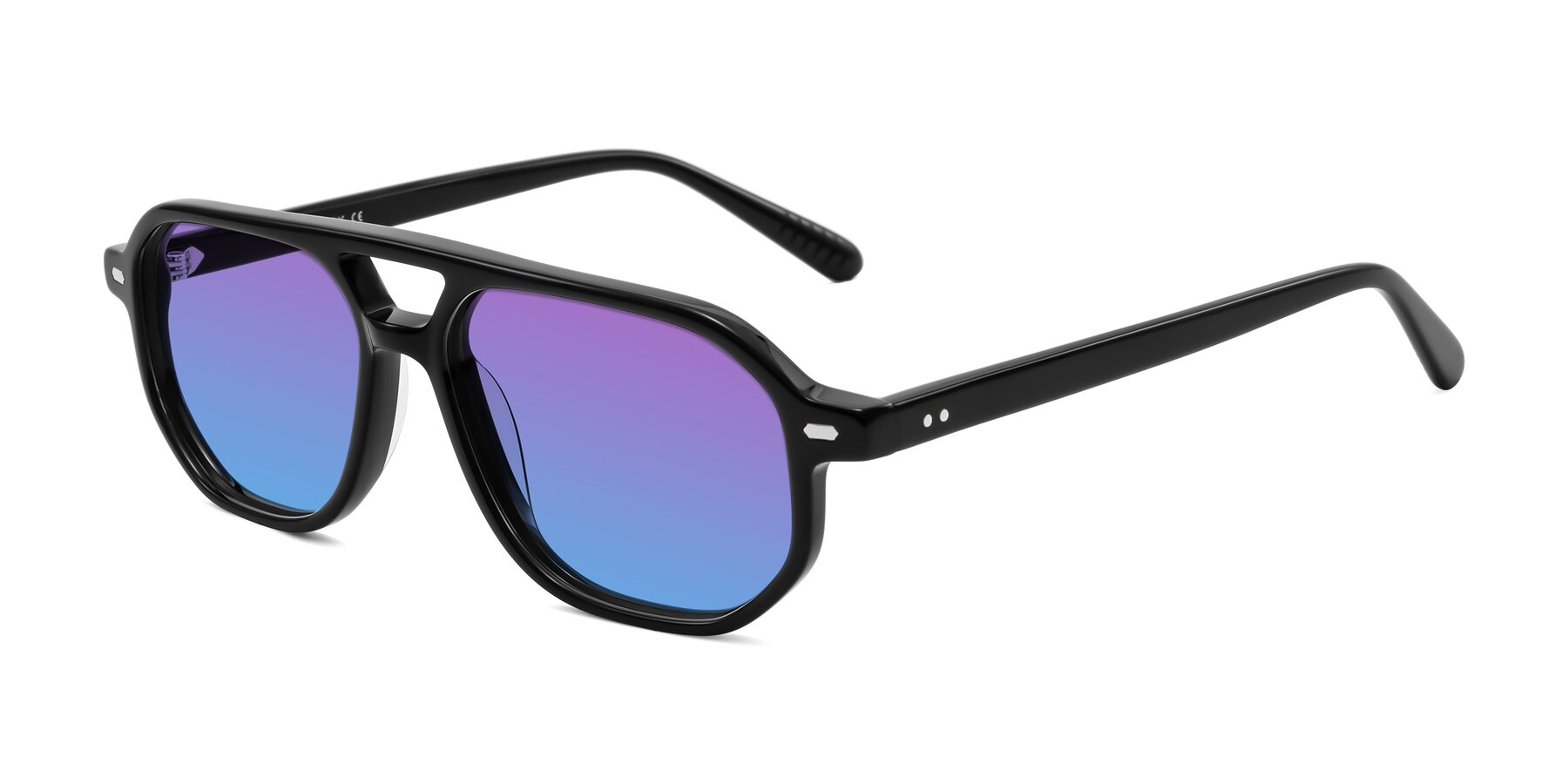 Angle of Aguilar in Black with Purple / Blue Gradient Lenses