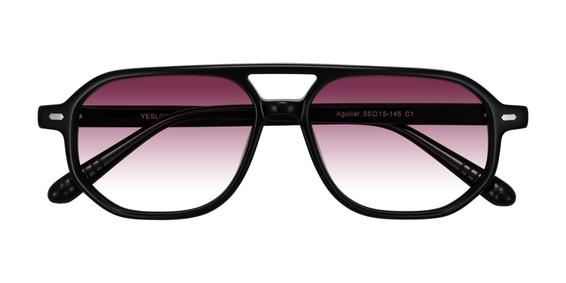 Folded Front of Aguilar in Black with Wine Gradient Lenses