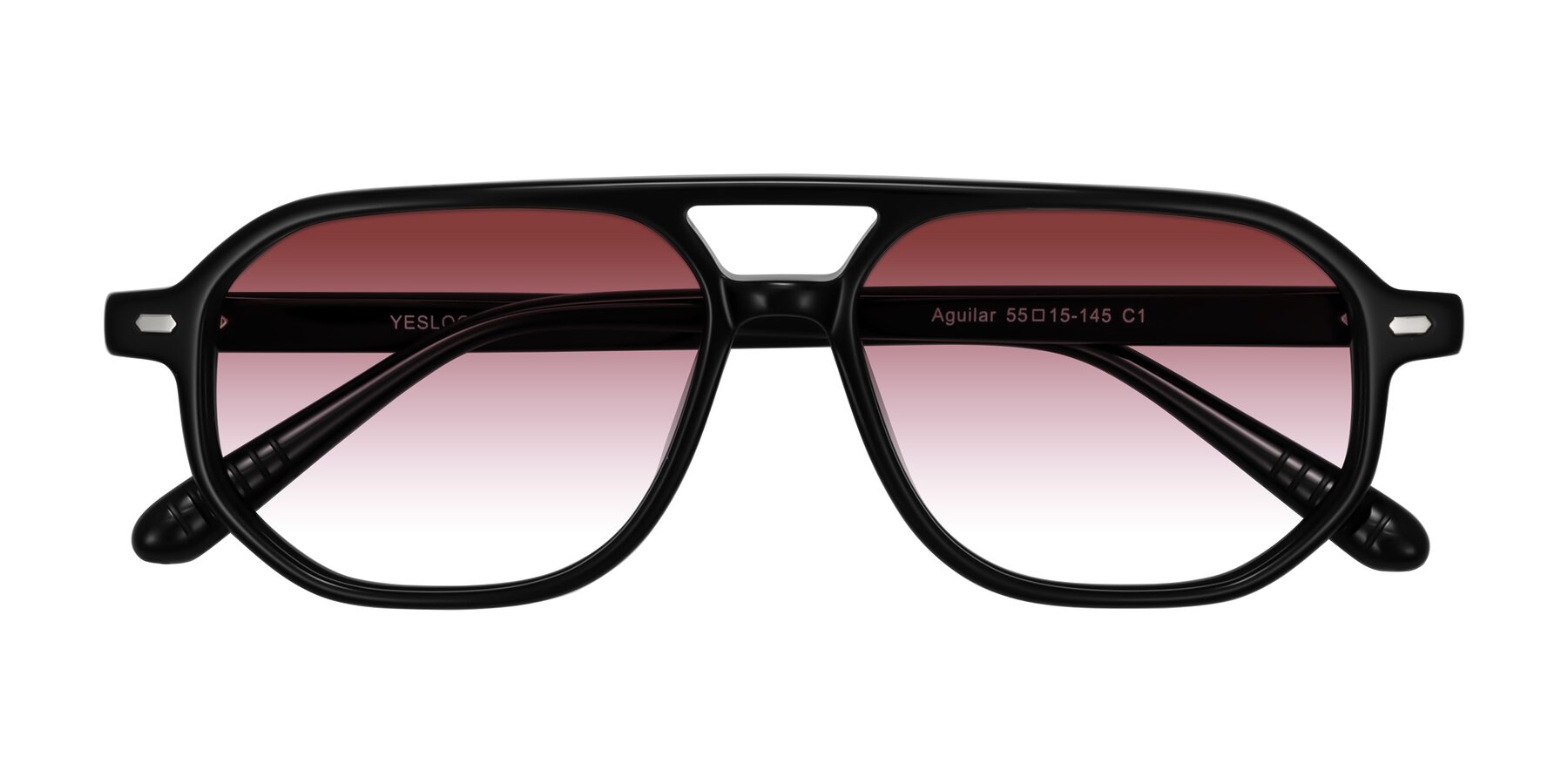 Folded Front of Aguilar in Black with Garnet Gradient Lenses