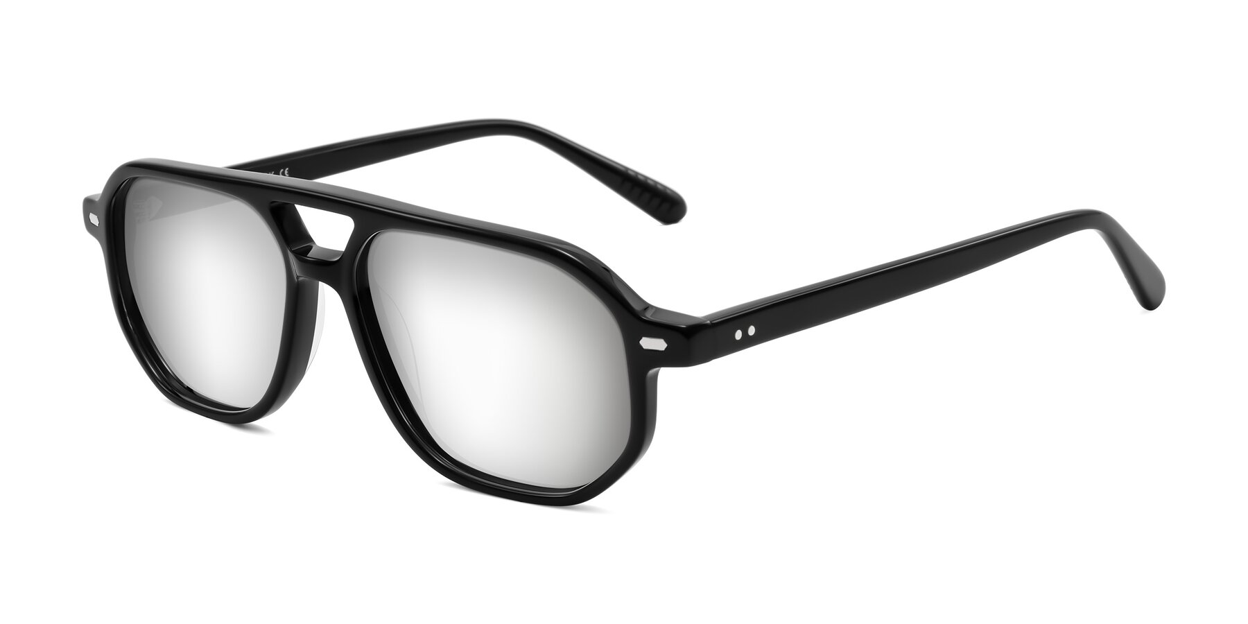 Angle of Aguilar in Black with Silver Mirrored Lenses