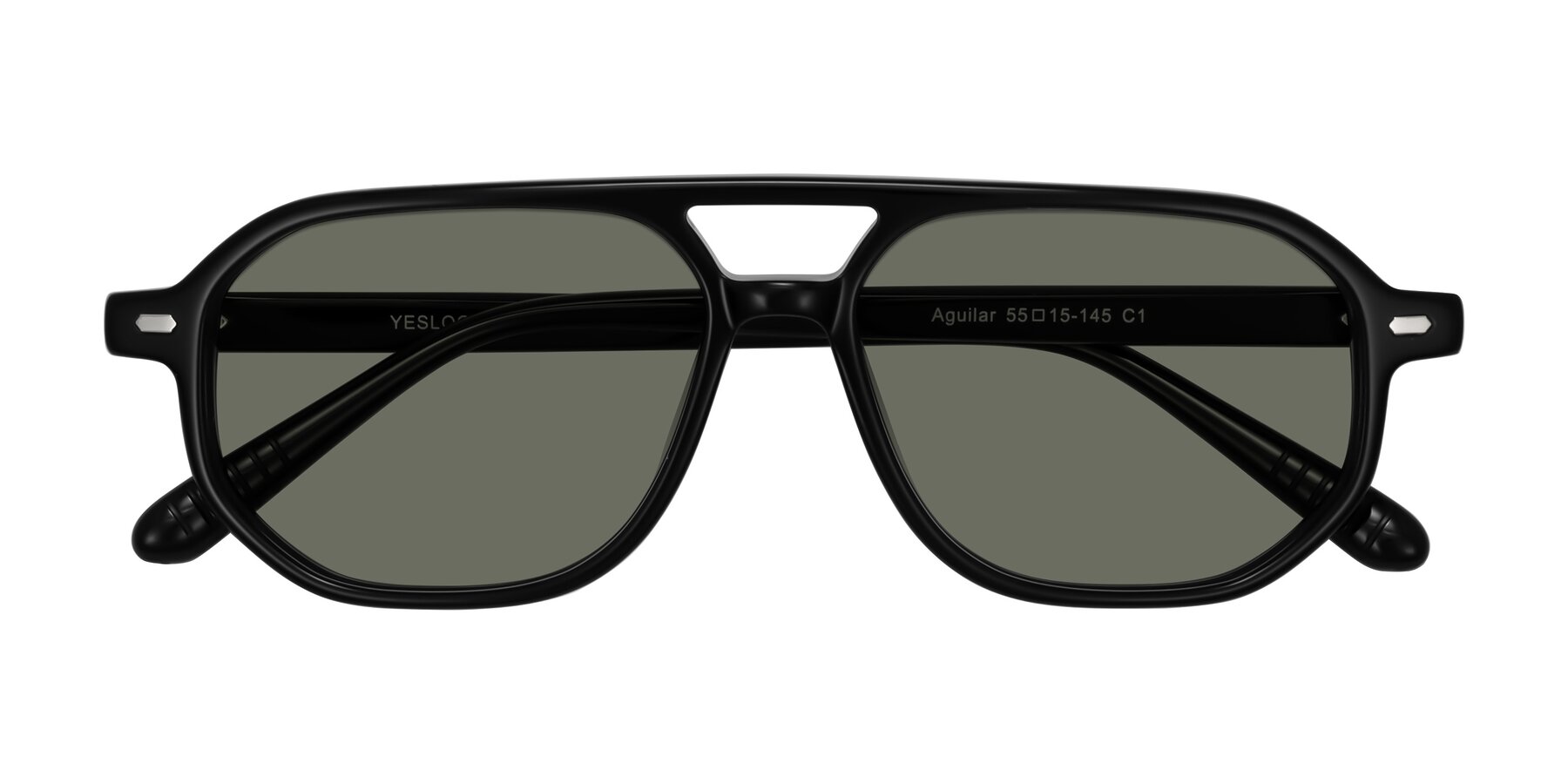 Folded Front of Aguilar in Black with Gray Polarized Lenses