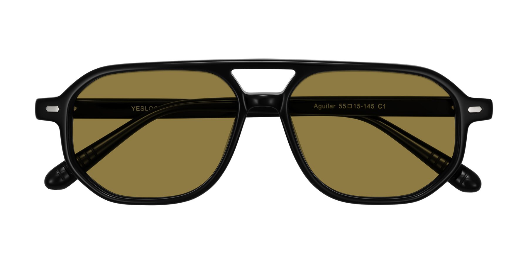 Folded Front of Aguilar in Black with Brown Polarized Lenses