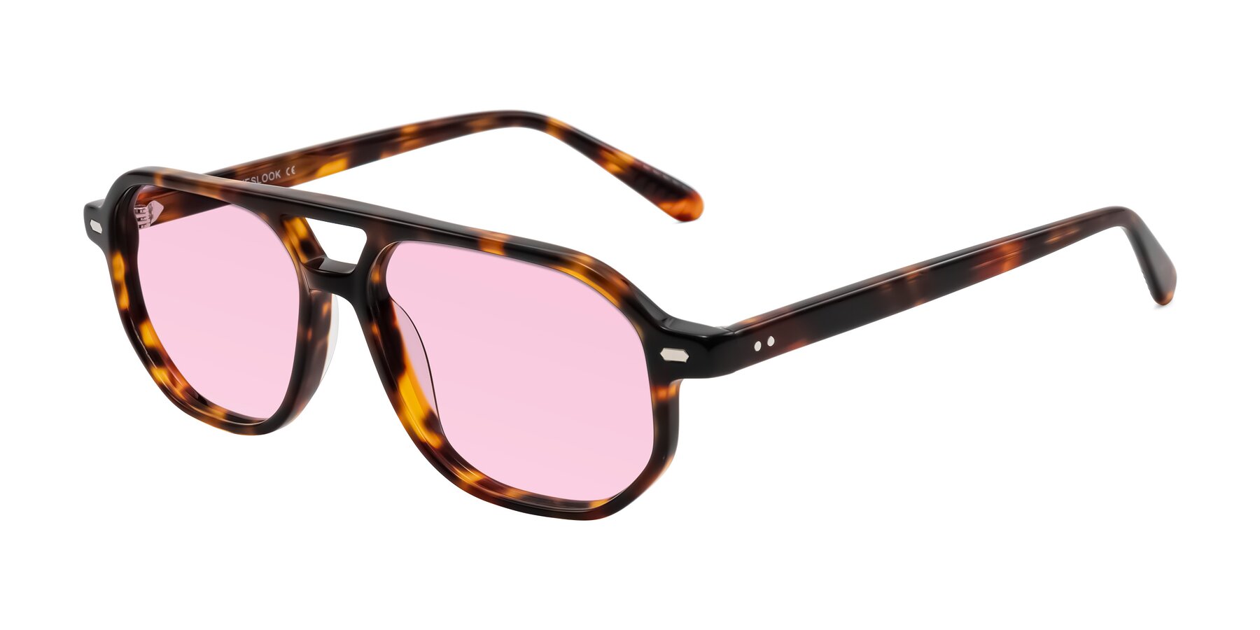 Angle of Aguilar in Tortoise with Light Pink Tinted Lenses