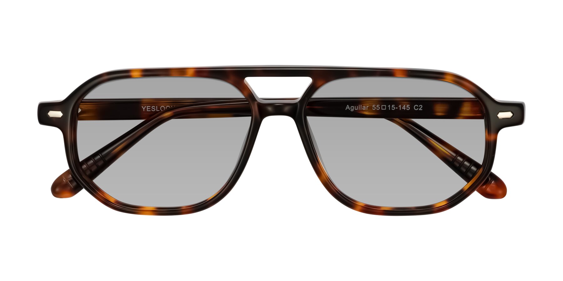 Folded Front of Aguilar in Tortoise with Light Gray Tinted Lenses