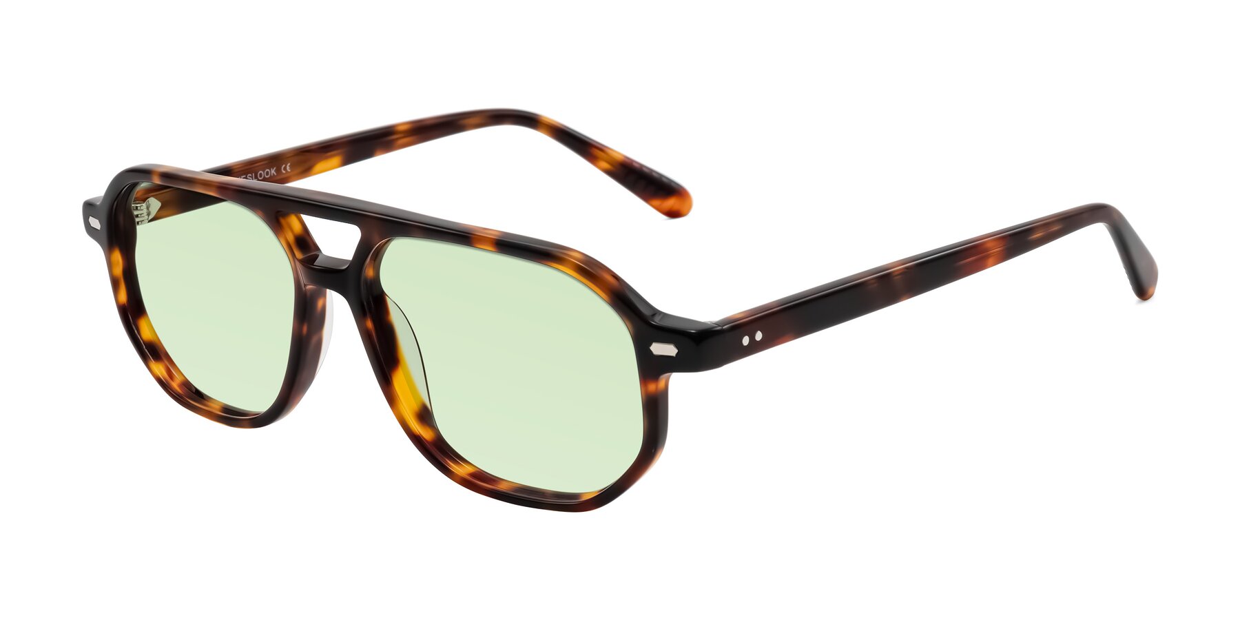 Angle of Aguilar in Tortoise with Light Green Tinted Lenses