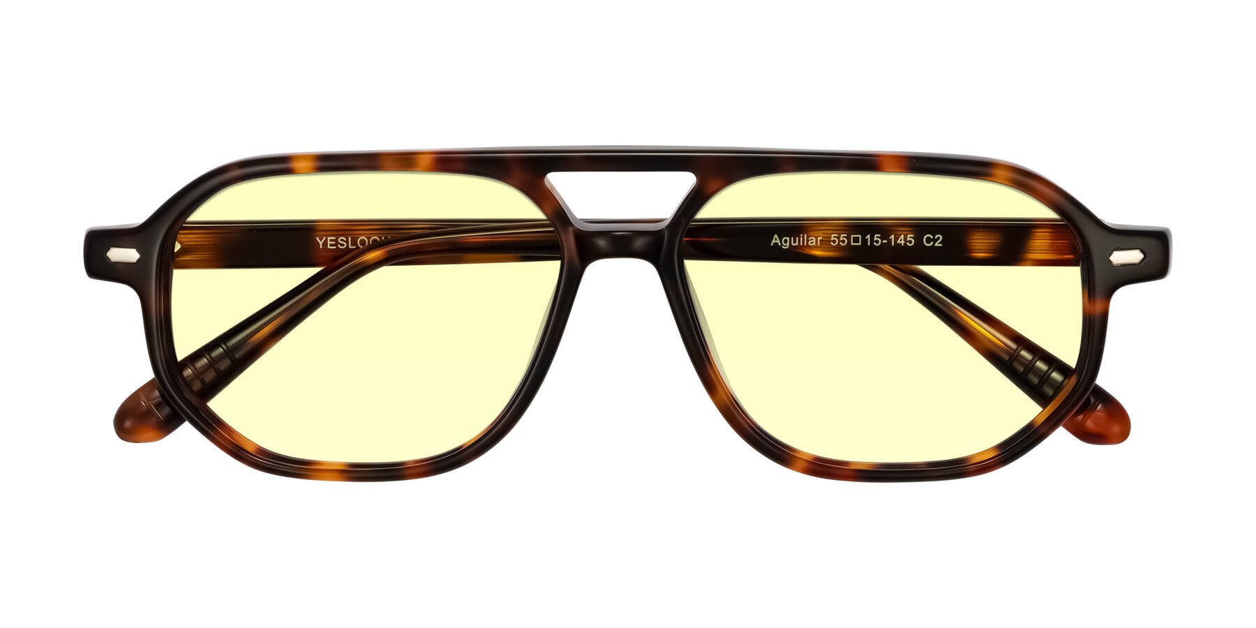 Folded Front of Aguilar in Tortoise with Light Yellow Tinted Lenses