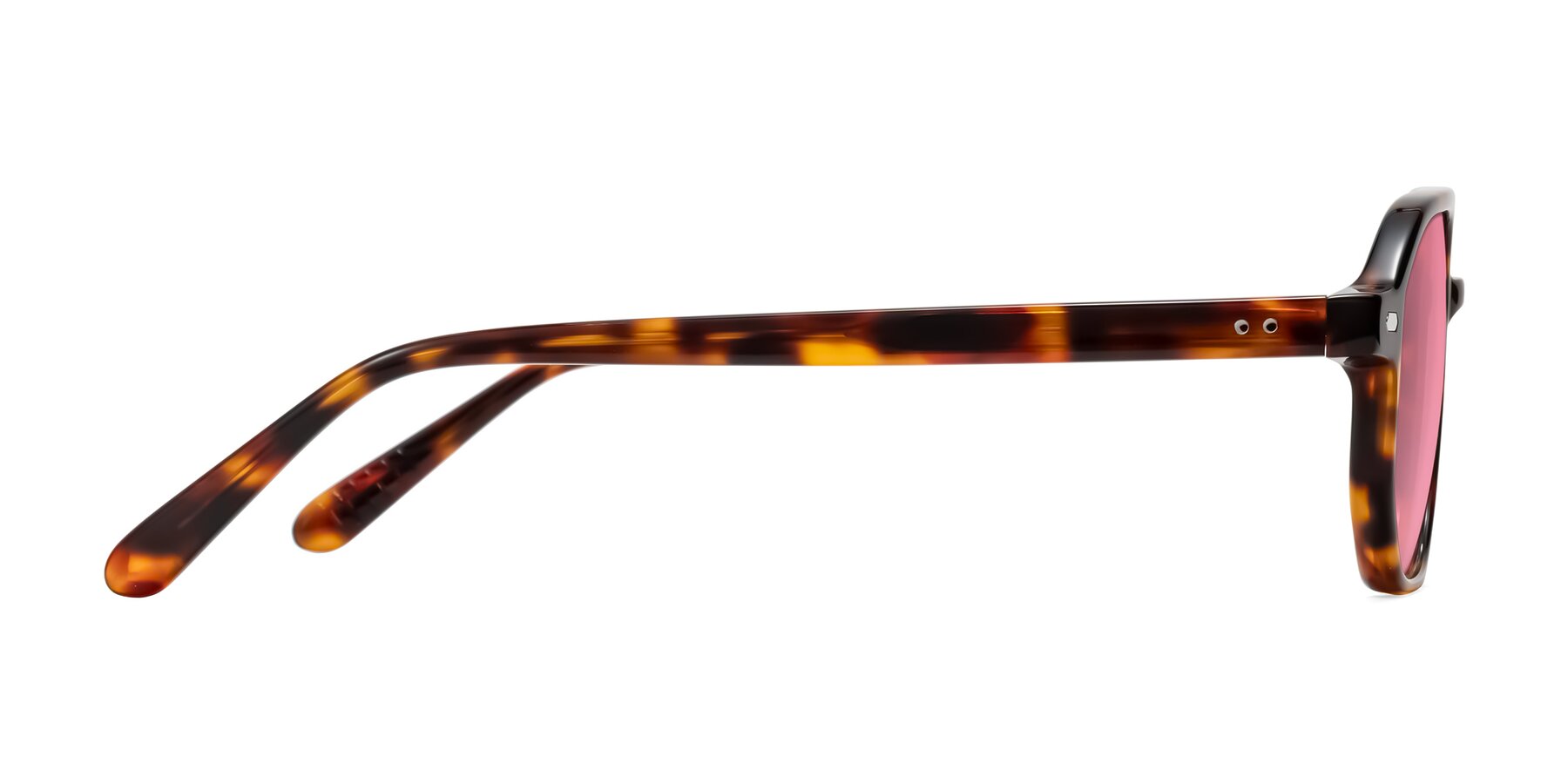 Side of Aguilar in Tortoise with Pink Tinted Lenses