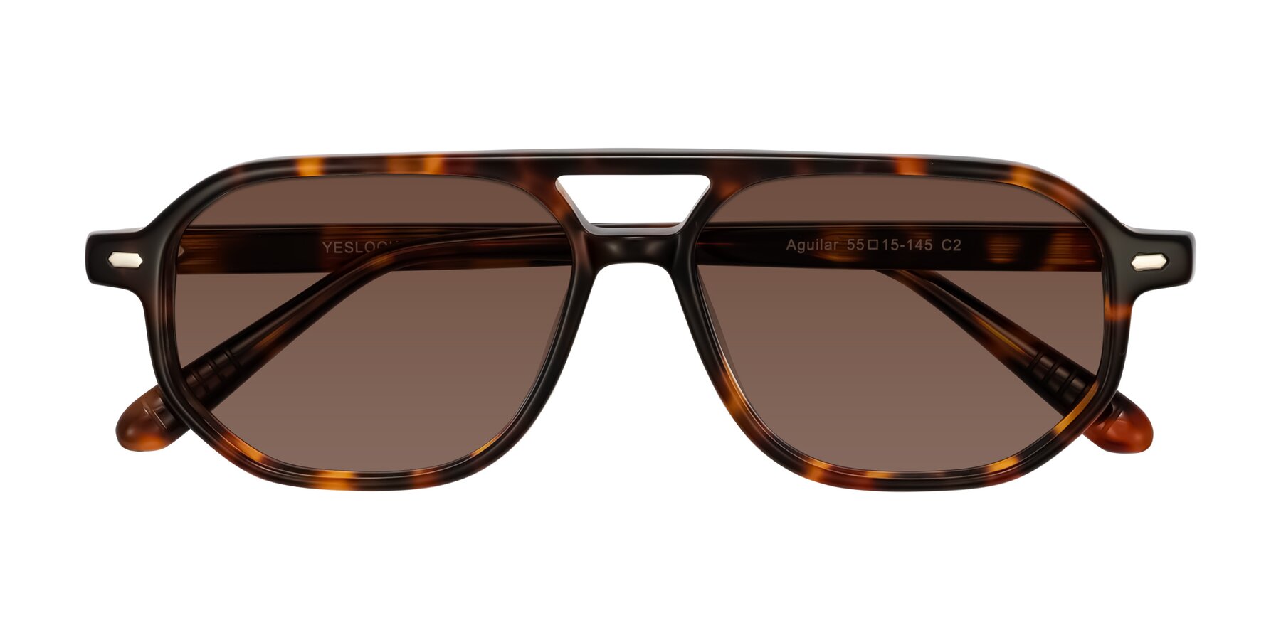 Folded Front of Aguilar in Tortoise with Brown Tinted Lenses