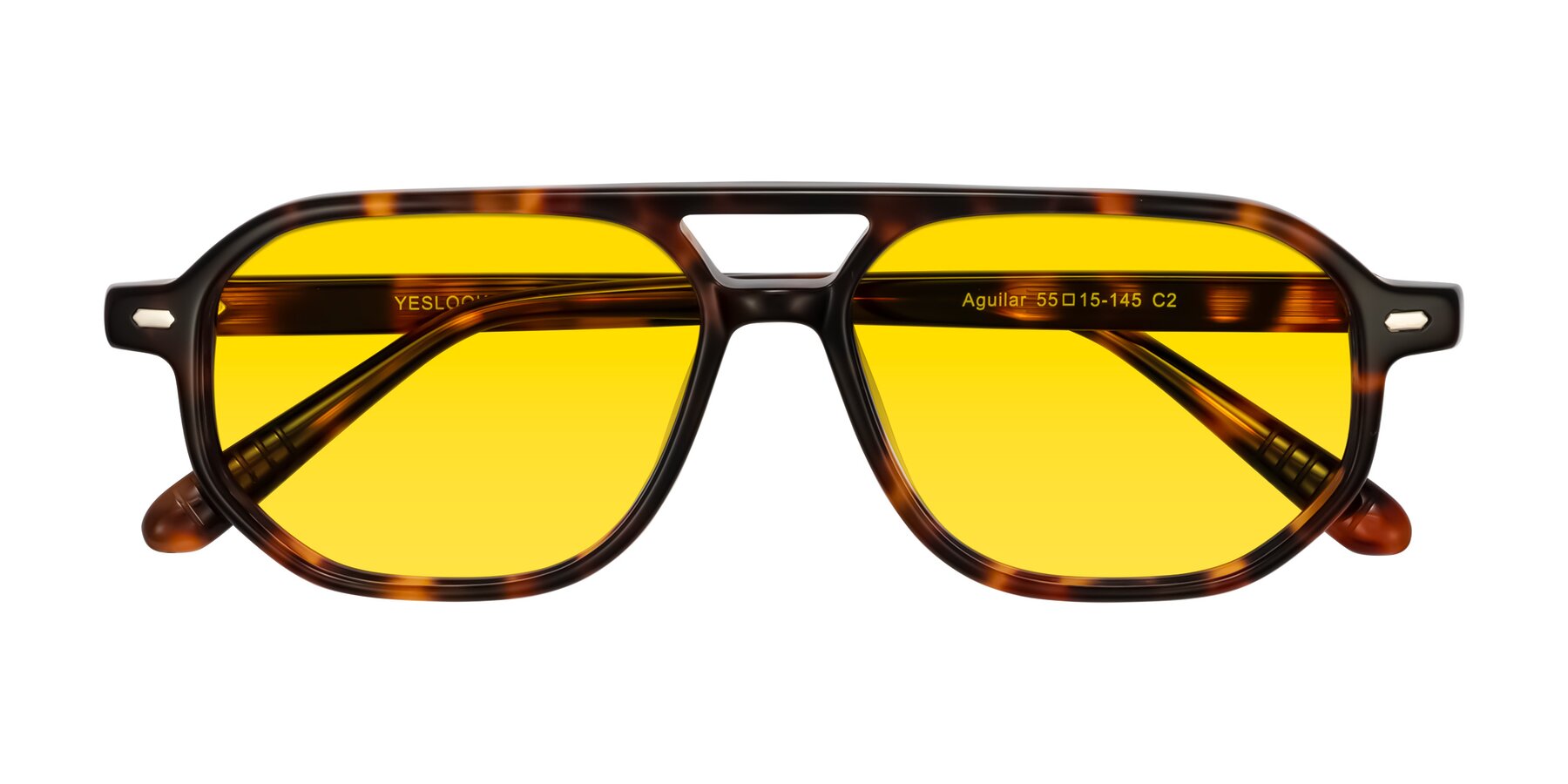 Folded Front of Aguilar in Tortoise with Yellow Tinted Lenses