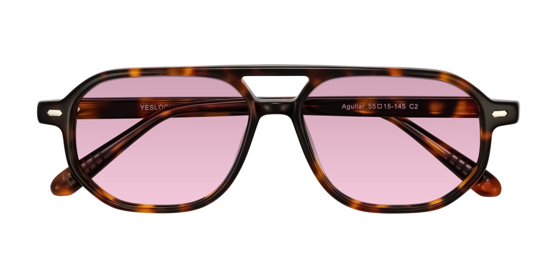 Folded Front of Aguilar in Tortoise with Light Wine Tinted Lenses