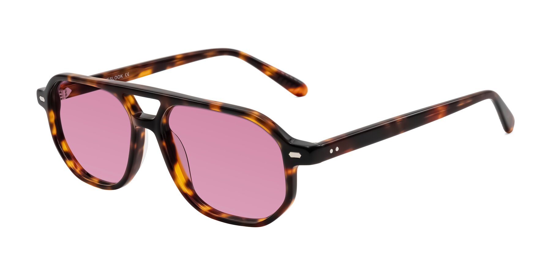 Angle of Aguilar in Tortoise with Medium Wine Tinted Lenses