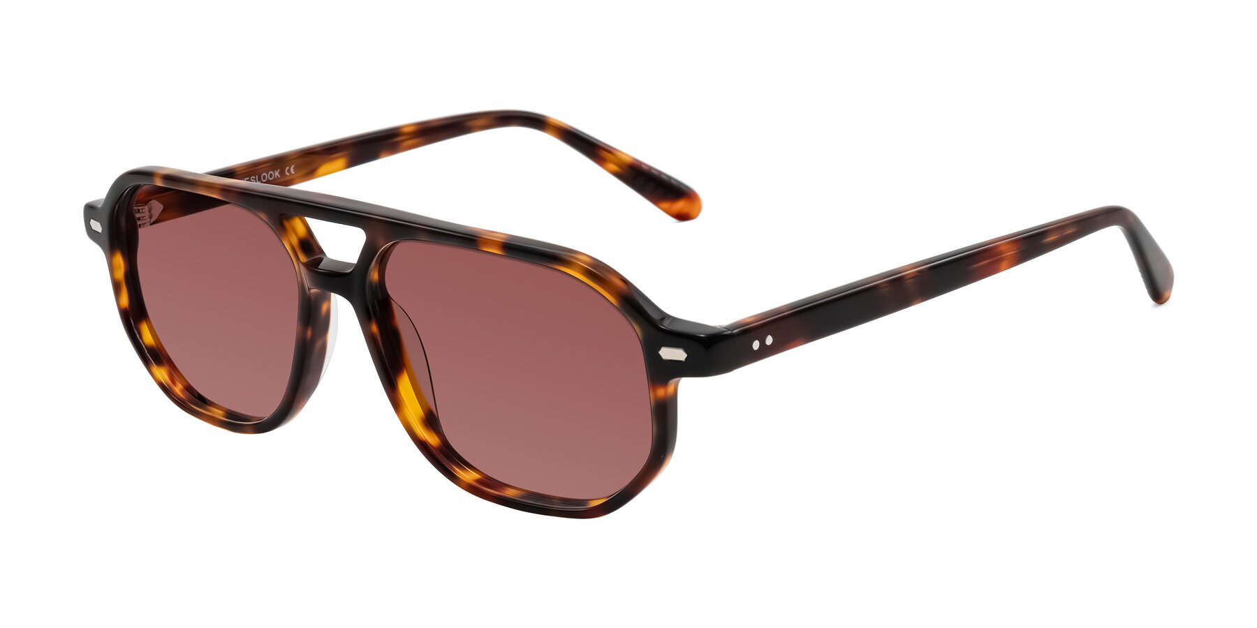 Angle of Aguilar in Tortoise with Garnet Tinted Lenses