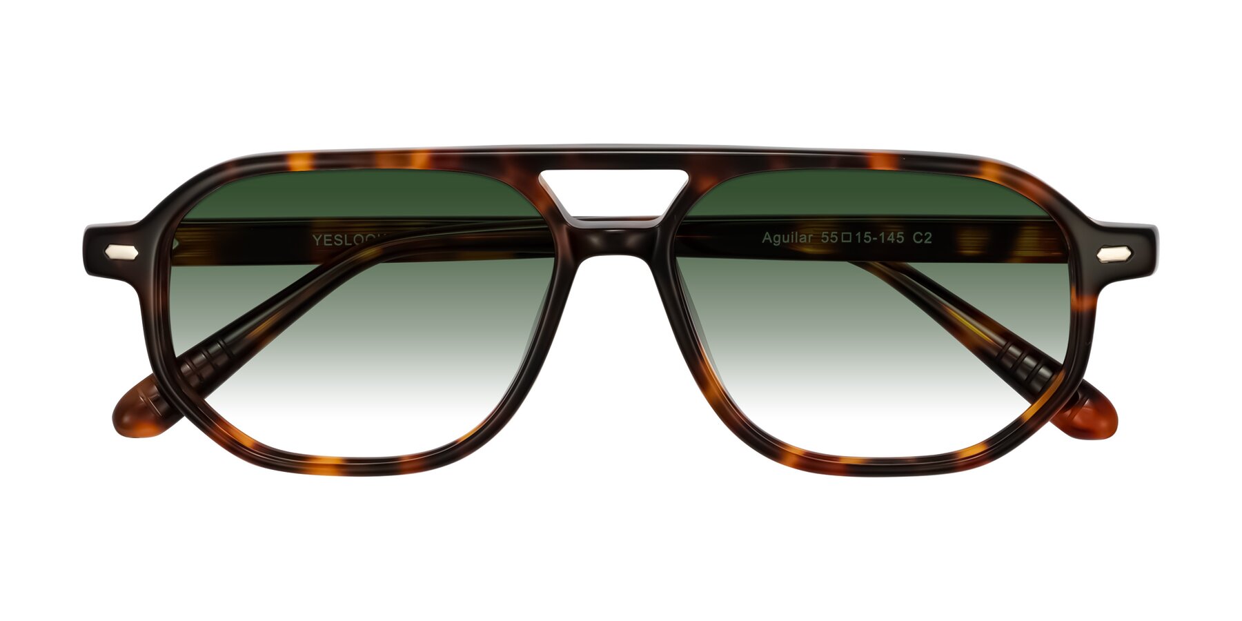 Folded Front of Aguilar in Tortoise with Green Gradient Lenses