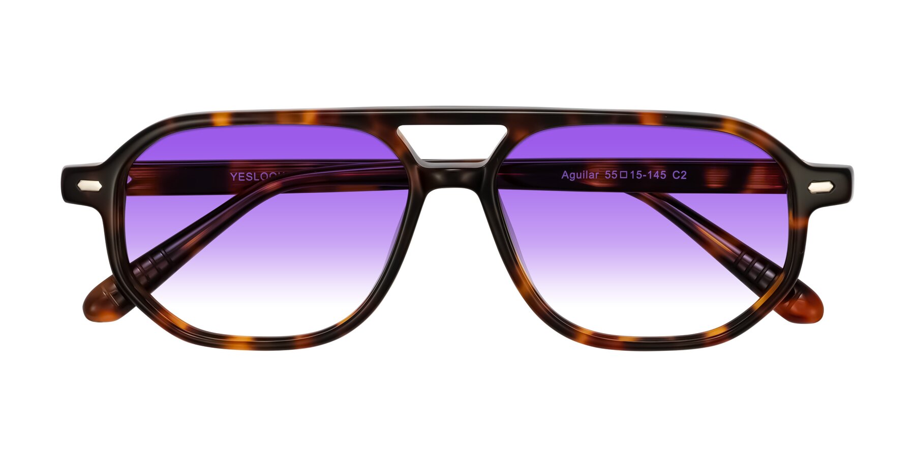 Folded Front of Aguilar in Tortoise with Purple Gradient Lenses