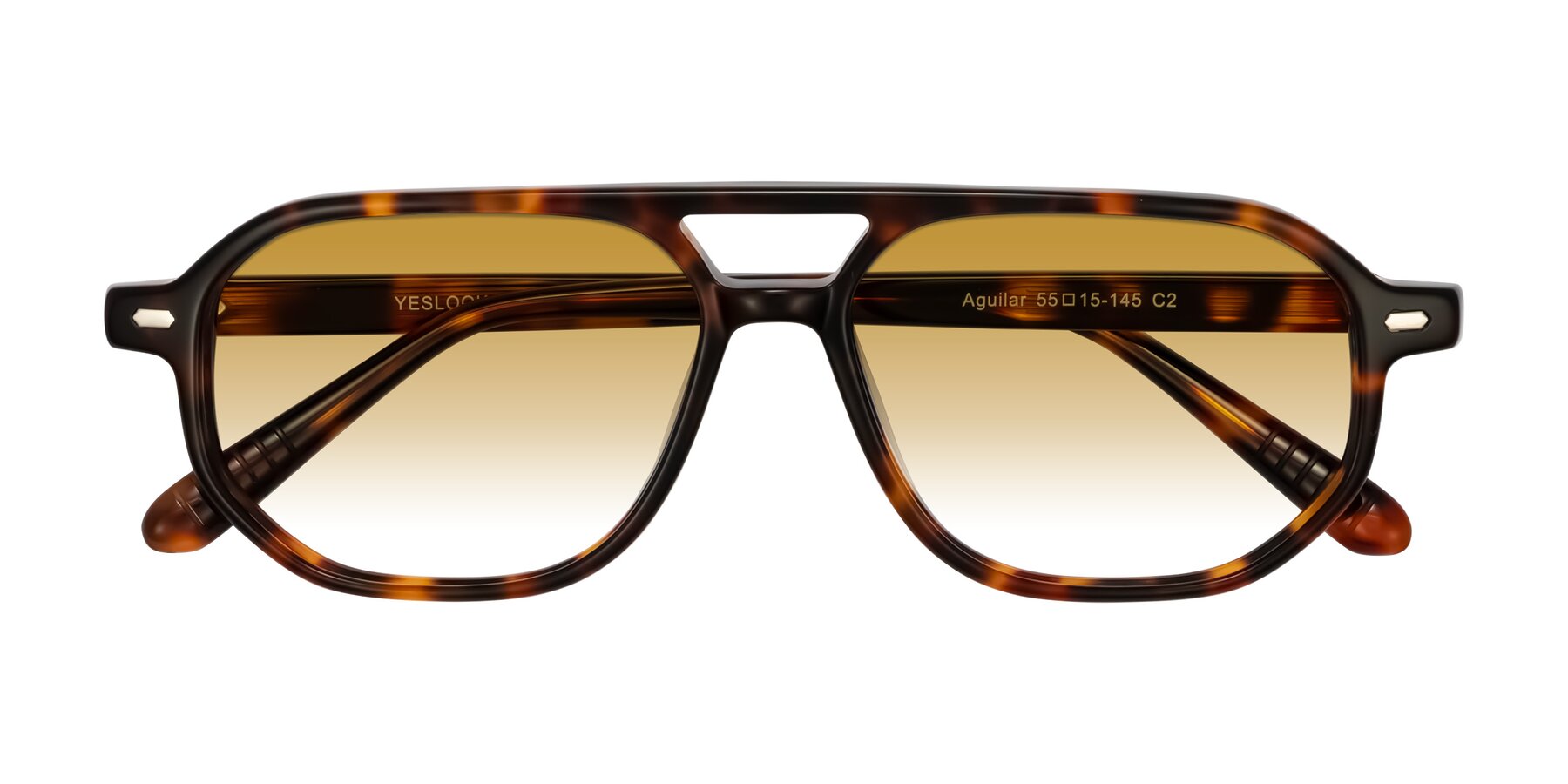 Folded Front of Aguilar in Tortoise with Champagne Gradient Lenses