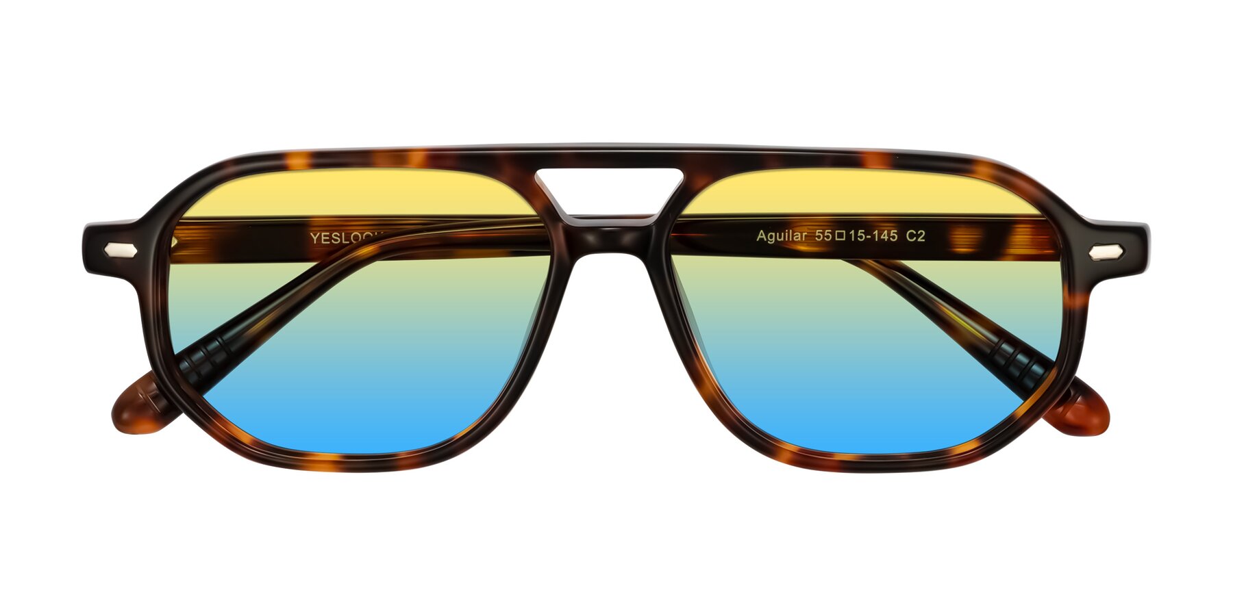 Folded Front of Aguilar in Tortoise with Yellow / Blue Gradient Lenses