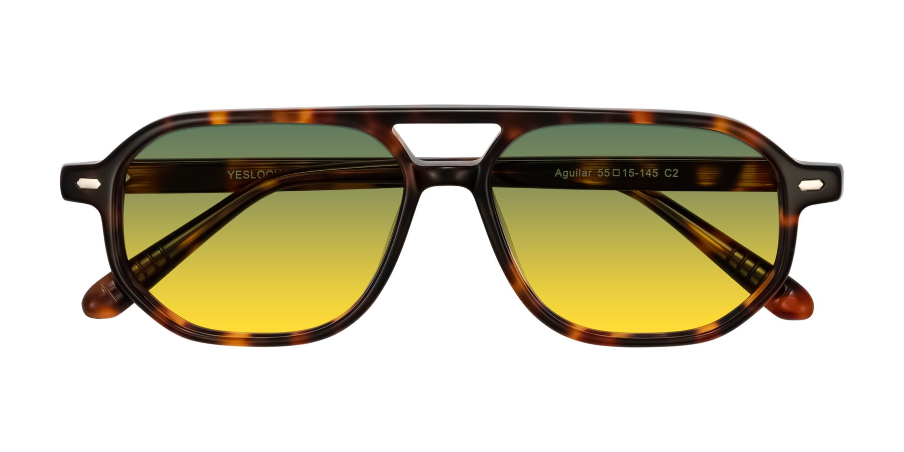 Folded Front of Aguilar in Tortoise with Green / Yellow Gradient Lenses