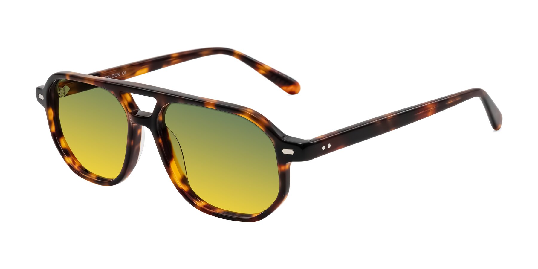 Angle of Aguilar in Tortoise with Green / Yellow Gradient Lenses