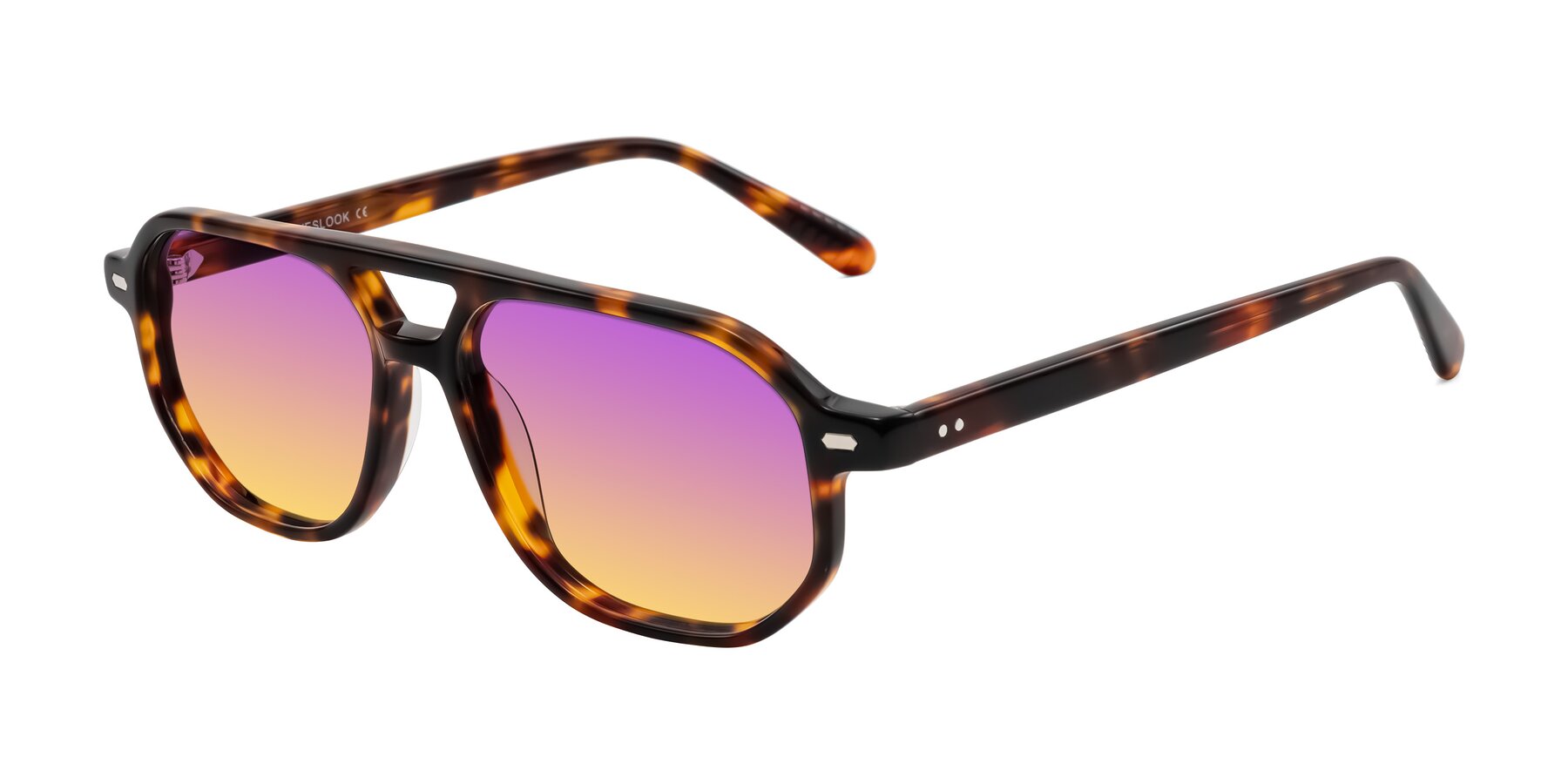 Angle of Aguilar in Tortoise with Purple / Yellow Gradient Lenses