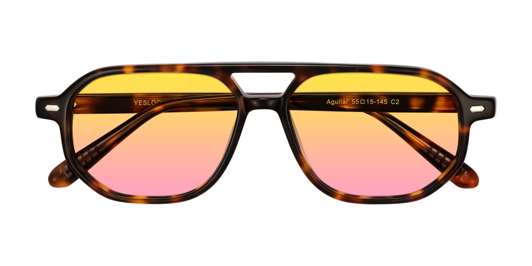 Folded Front of Aguilar in Tortoise with Yellow / Pink Gradient Lenses