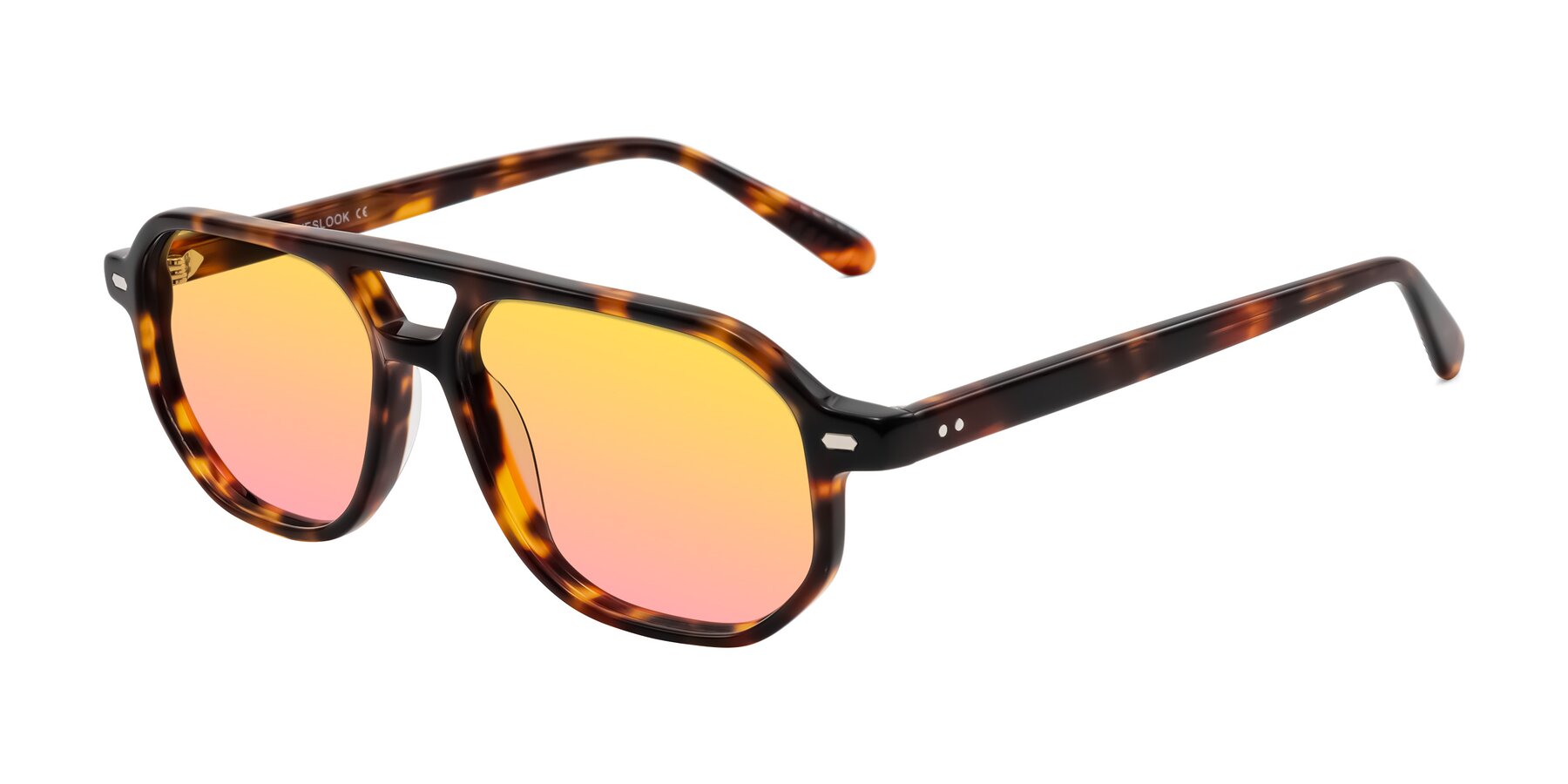 Angle of Aguilar in Tortoise with Yellow / Pink Gradient Lenses