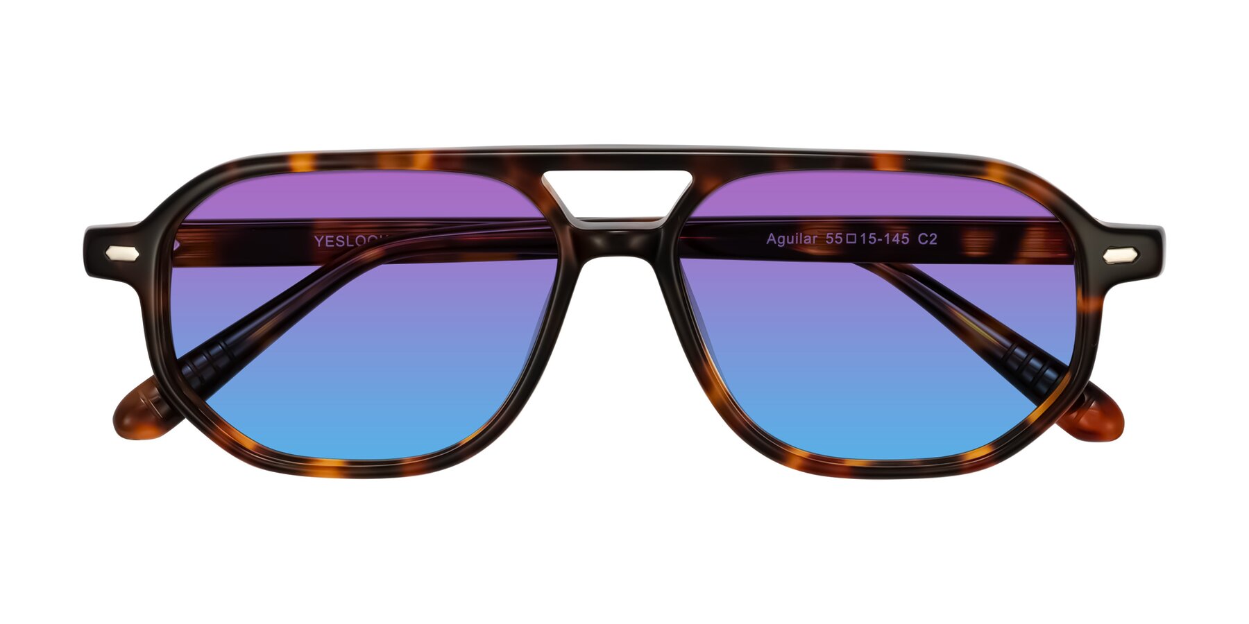 Folded Front of Aguilar in Tortoise with Purple / Blue Gradient Lenses