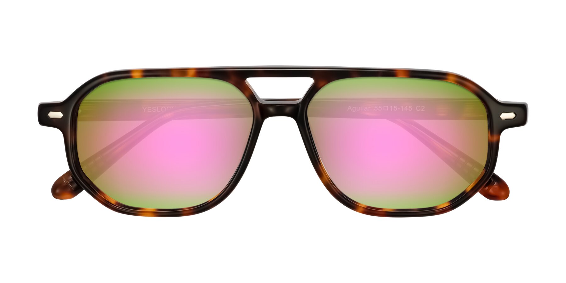 Folded Front of Aguilar in Tortoise with Pink Mirrored Lenses