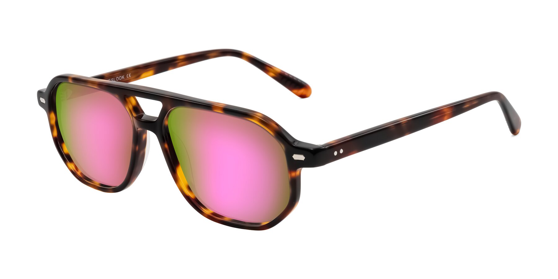 Angle of Aguilar in Tortoise with Pink Mirrored Lenses