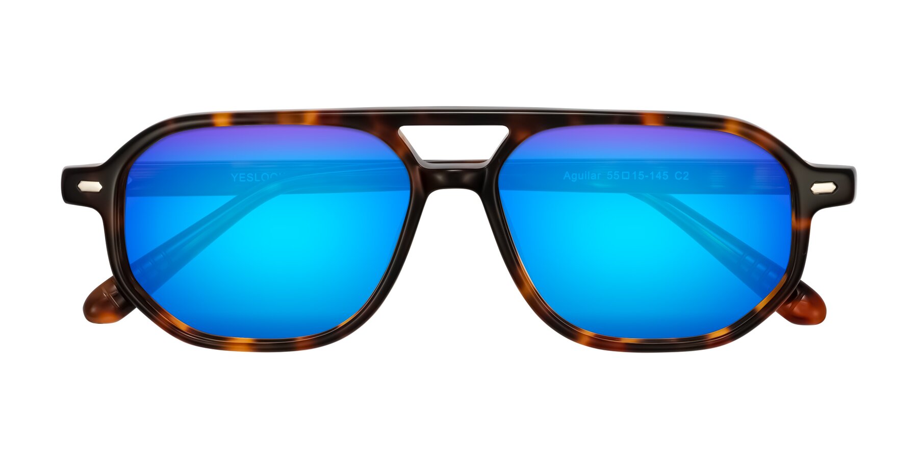 Folded Front of Aguilar in Tortoise with Blue Mirrored Lenses