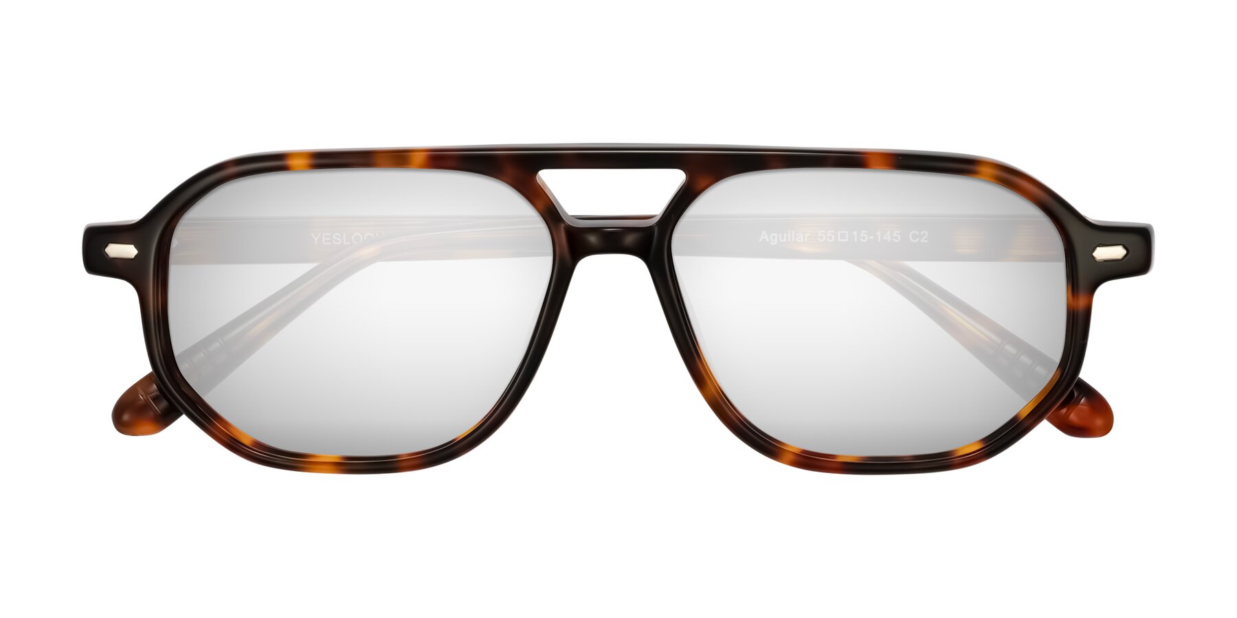 Folded Front of Aguilar in Tortoise with Silver Mirrored Lenses